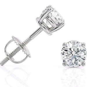 1.5 Carat D-E Color Lab Grown Diamond Stud Earrings in 14k White Gold